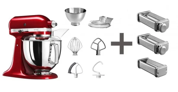 KitchenAid Küchenmaschine ARTISAN 175PS In Empire Rot Mit Nudelvorsatz 1