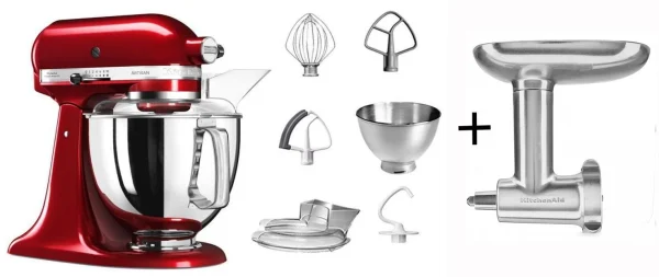 KitchenAid Küchenmaschine ARTISAN 175PS In Liebesapfelrot Mit Fleischwolf Aus Metall 1