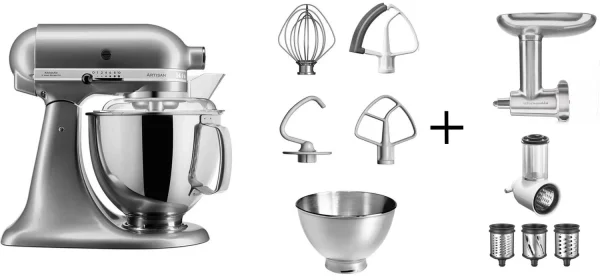 KitchenAid Küchenmaschine ARTISAN 175PS Kontur Silber Kochprofi-Set 1