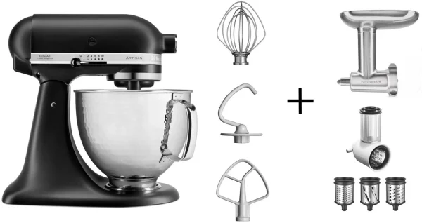 KitchenAid Küchenmaschine ARTISAN 156PS Mattschwarz Kochprofi-Set 1