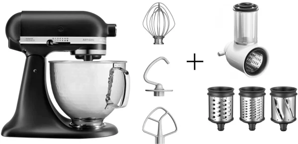 KitchenAid Küchenmaschine ARTISAN 156PS In Mattschwarz Mit Gemüseschneider 1